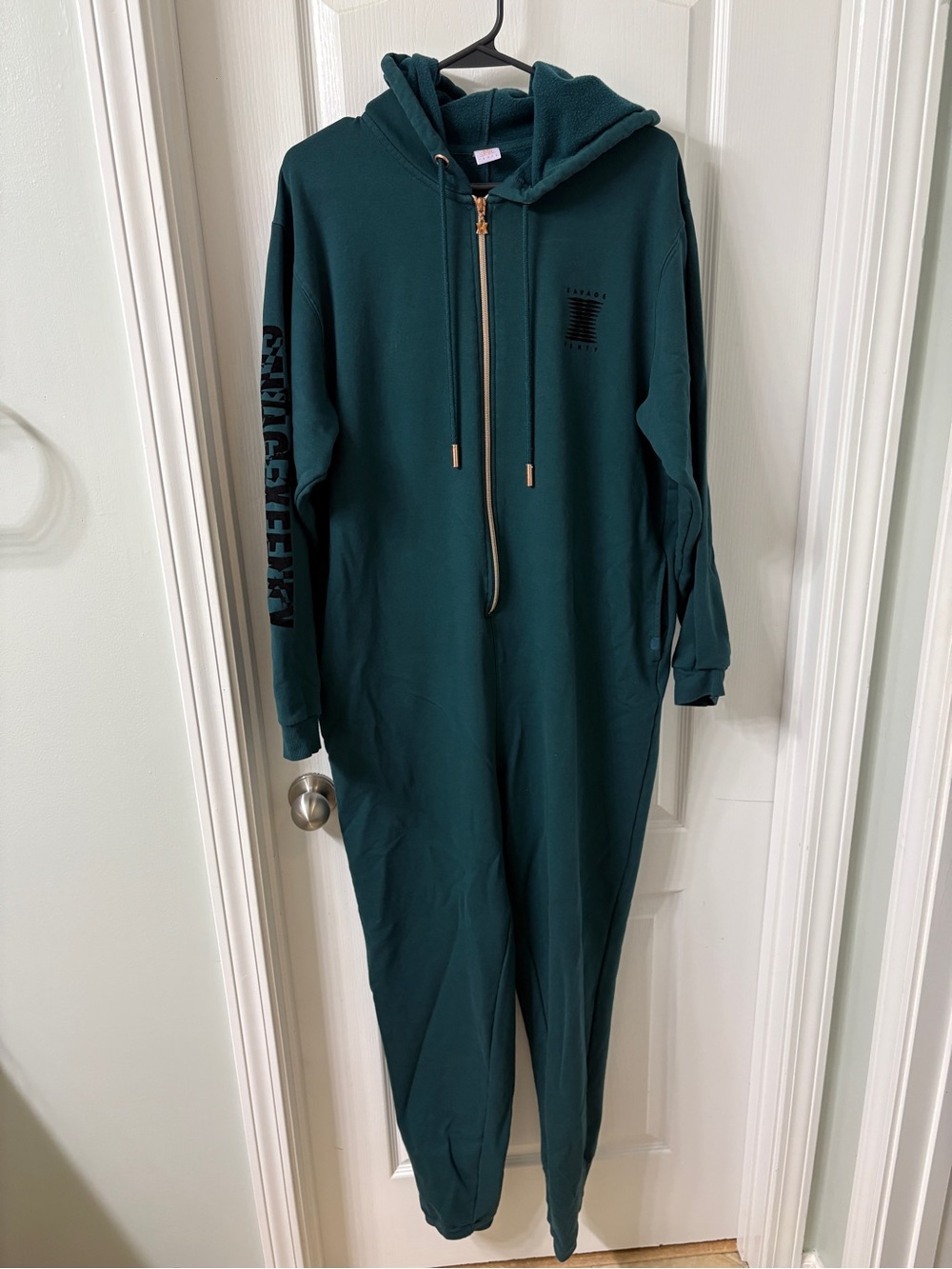 Savage X Fenty Teal Hooded Fleece Onesie Size Large